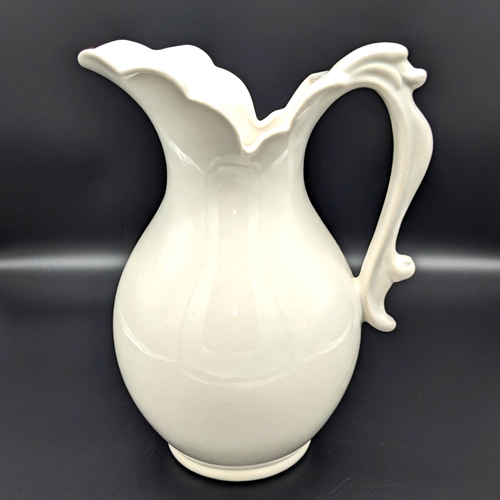 Vintage Haeger MCM White Pottery Pitcher